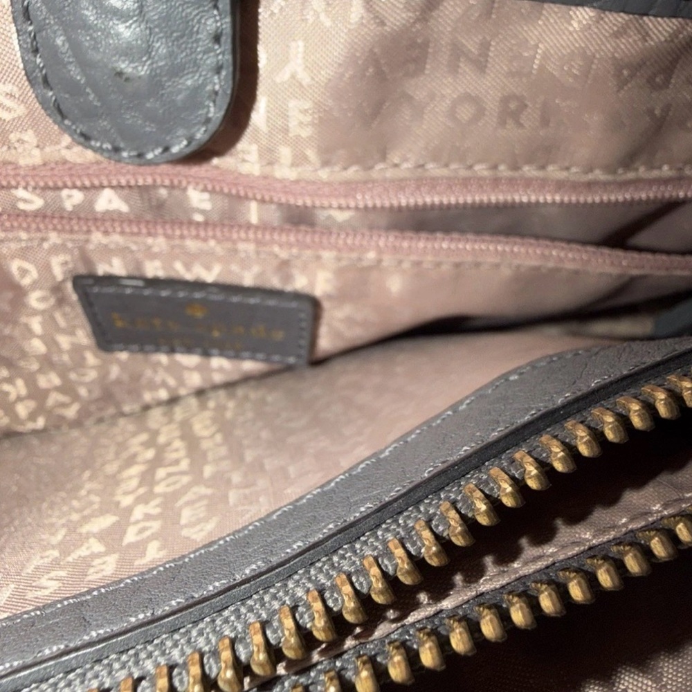 Kate Spade Charcoal Gray Romy Perri Lane Leather Perforated Satchel Crossbody - Picture 7 of 13